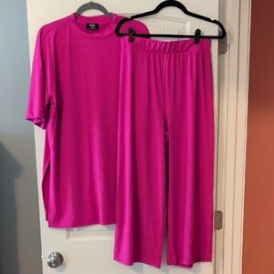 Dressed in LALA Bright Fuchsia Ribbed Lounge Set